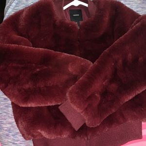 Burgundy fur jacket